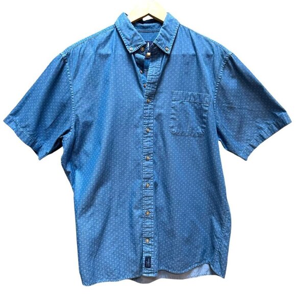 Johnnie-O Blue Short Sleeve Button-Up Collared Short Sleeve Shirt Men's Size L - Picture 2 of 7